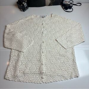 Liz Claiborne Cream Crochet Knit Sweater | Heritage Spring Layer | 3X